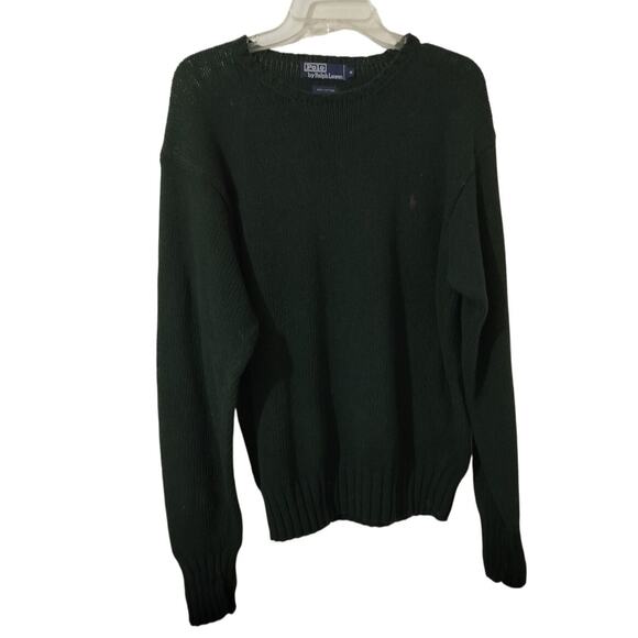 M754) Vintage Polo Ralph Lauren (forest) Green Knitted Cotton Pullover Sweater M - Picture 1 of 7